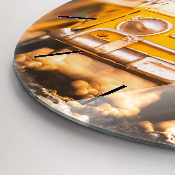 Ceas rotund de perete din sticlă Masina in vacanta