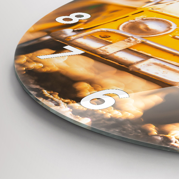 Ceas rotund de perete din sticlă Masina in vacanta