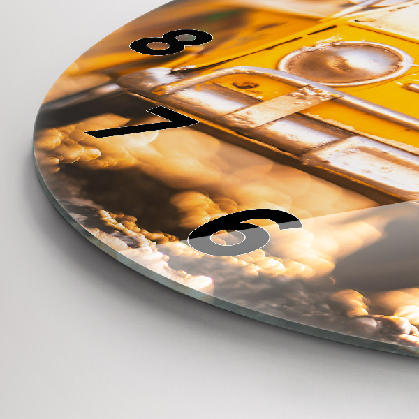 Ceas rotund de perete din sticlă Masina in vacanta