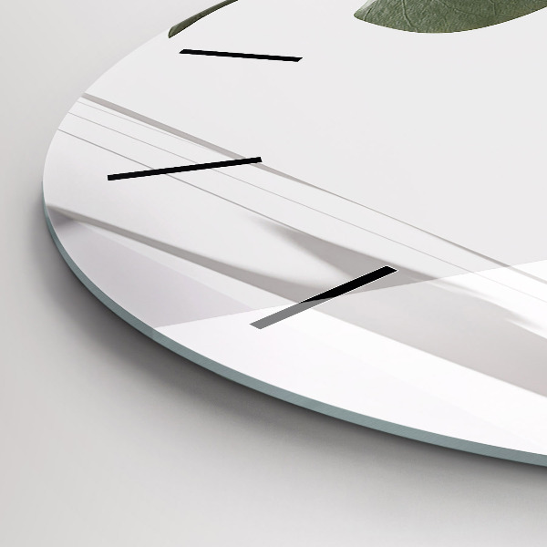 Ceas rotund de perete din sticlă Frunze abstracte