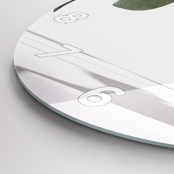 Ceas rotund de perete din sticlă Frunze abstracte