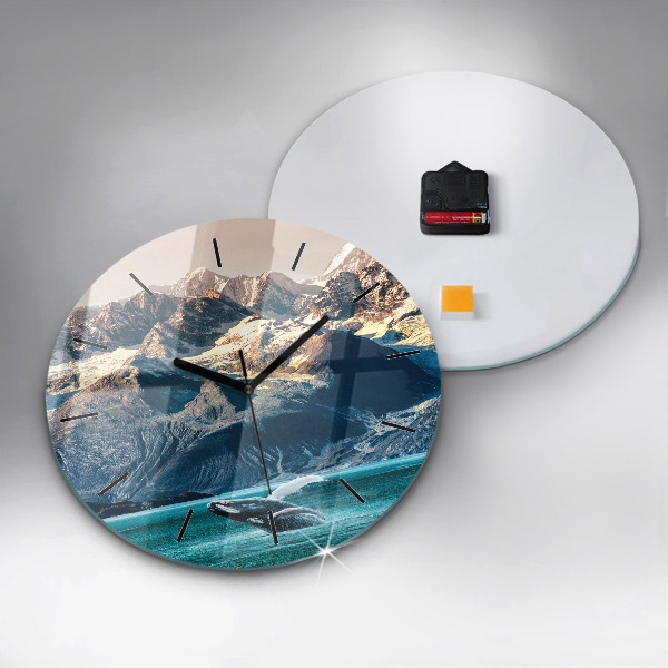 Ceas rotund de perete din sticlă Balena de apă