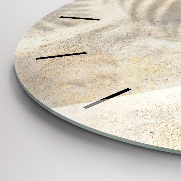 Ceas rotund de perete din sticlă Umbra unui palmier în nisip