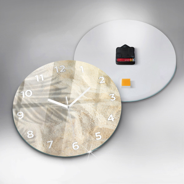 Ceas rotund de perete din sticlă Umbra unui palmier în nisip