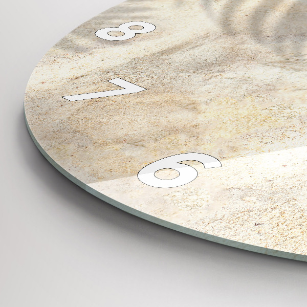 Ceas rotund de perete din sticlă Umbra unui palmier în nisip