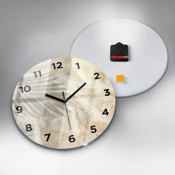 Ceas rotund de perete din sticlă Umbra unui palmier în nisip