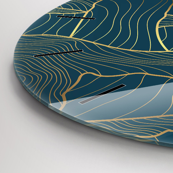 Ceas rotund de perete din sticlă Schiță de munte