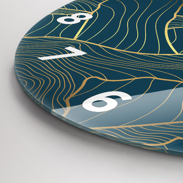 Ceas rotund de perete din sticlă Schiță de munte