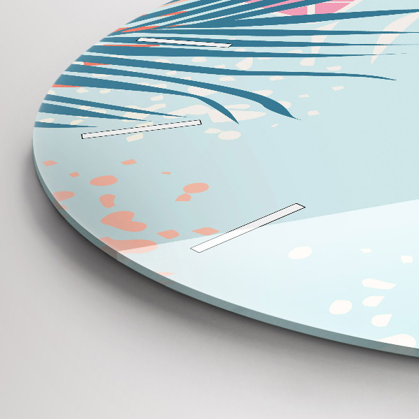 Ceas rotund de perete din sticlă Frunze pastelate – tropice