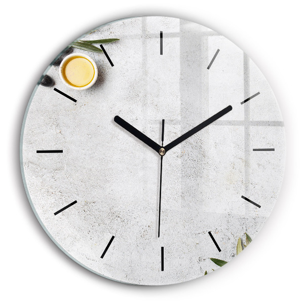 Ceas rotund de perete din sticlă Măsline minimaliste