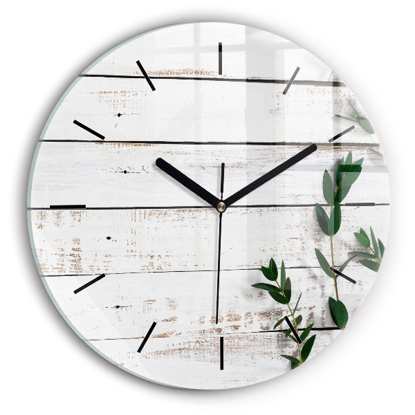 Ceas rotund de perete din sticlă Scânduri luminoase din lemn