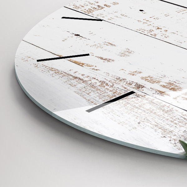 Ceas rotund de perete din sticlă Scânduri luminoase din lemn