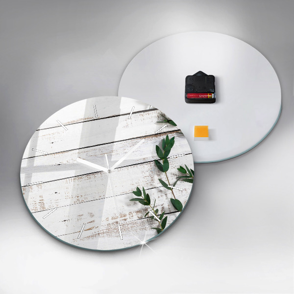 Ceas rotund de perete din sticlă Scânduri luminoase din lemn