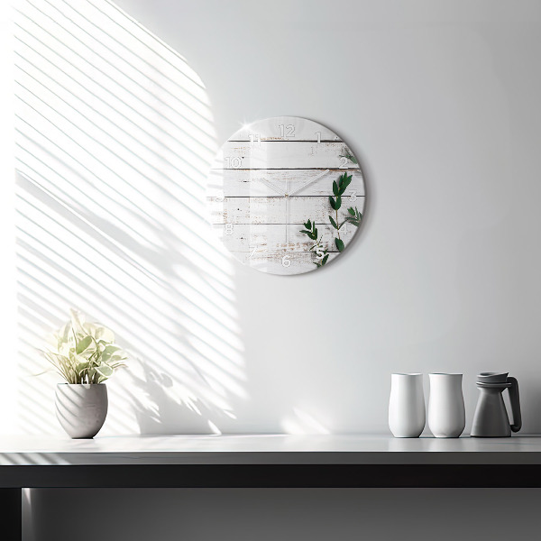 Ceas rotund de perete din sticlă Scânduri luminoase din lemn