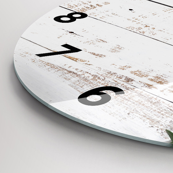 Ceas rotund de perete din sticlă Scânduri luminoase din lemn