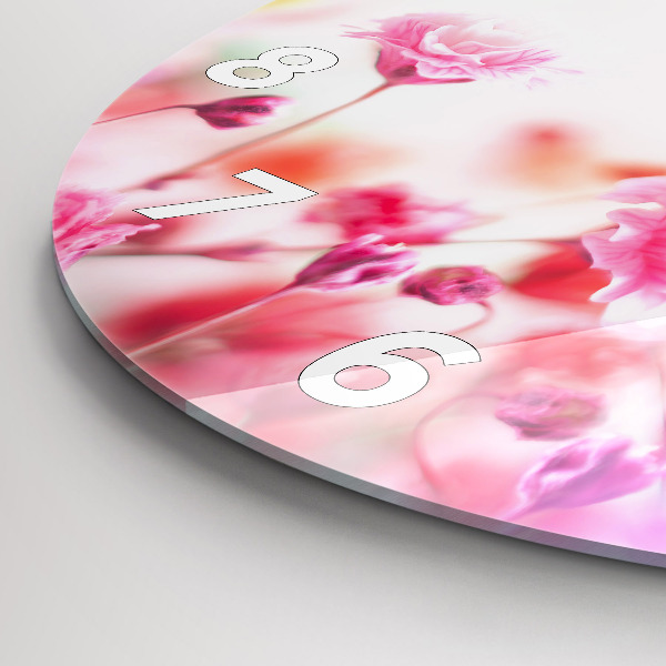 Ceas rotund de perete din sticlă Flori în pajiște