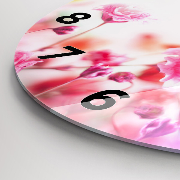 Ceas rotund de perete din sticlă Flori în pajiște