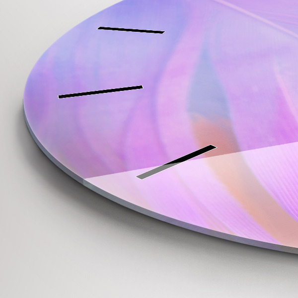 Ceas rotund de perete din sticlă Pene colorate