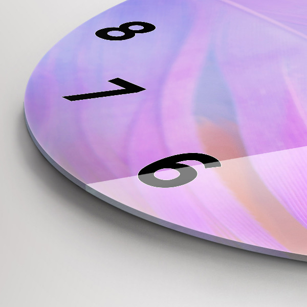 Ceas rotund de perete din sticlă Pene colorate