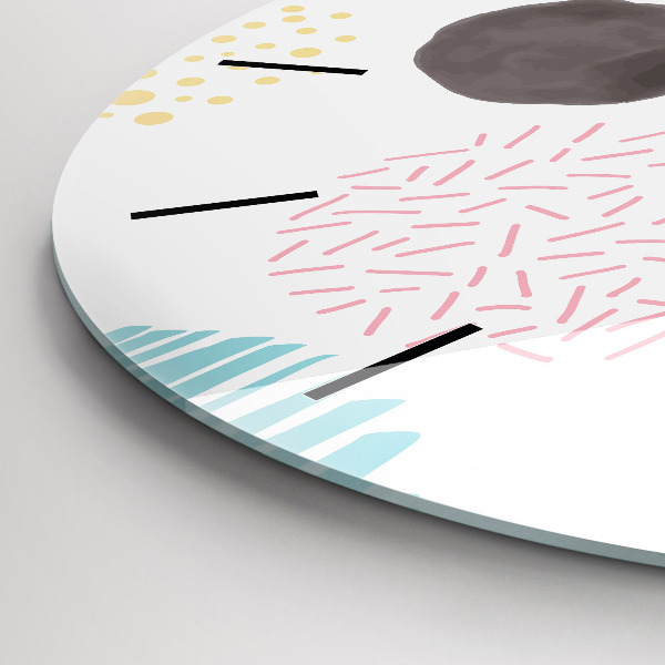 Ceas rotund de perete din sticlă Model geometric