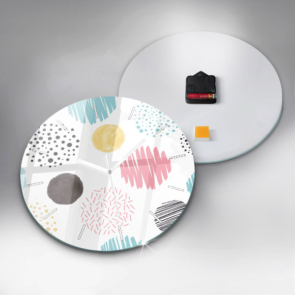 Ceas rotund de perete din sticlă Model geometric