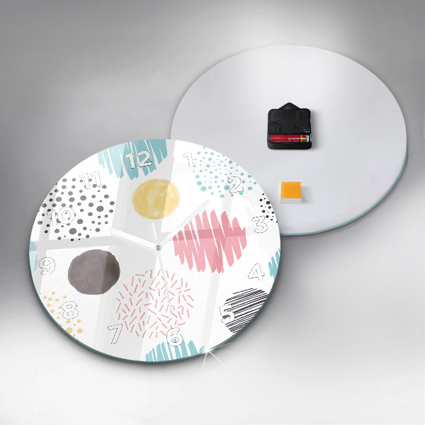Ceas rotund de perete din sticlă Model geometric