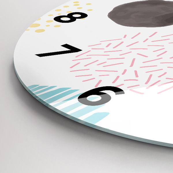 Ceas rotund de perete din sticlă Model geometric