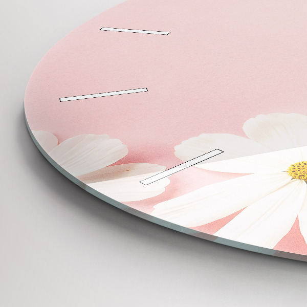 Ceas rotund de perete din sticlă Flori de margarete