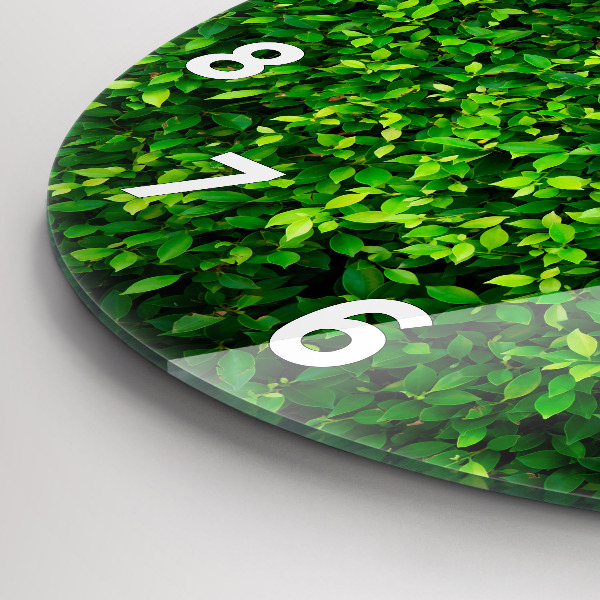 Ceas rotund de perete din sticlă Frunze de gard viu