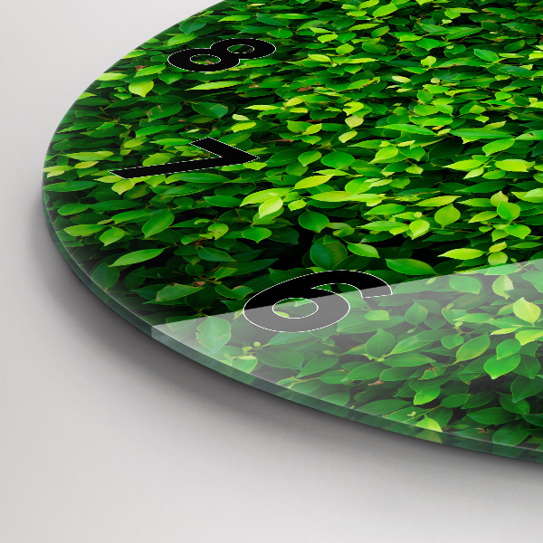 Ceas rotund de perete din sticlă Frunze de gard viu