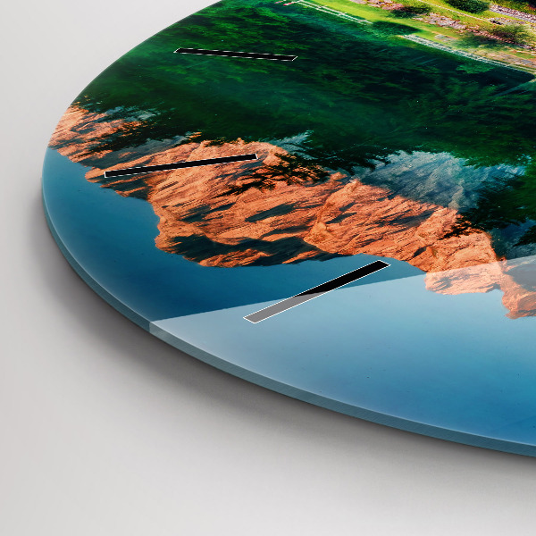 Ceas rotund de perete din sticlă Peisajul lacului