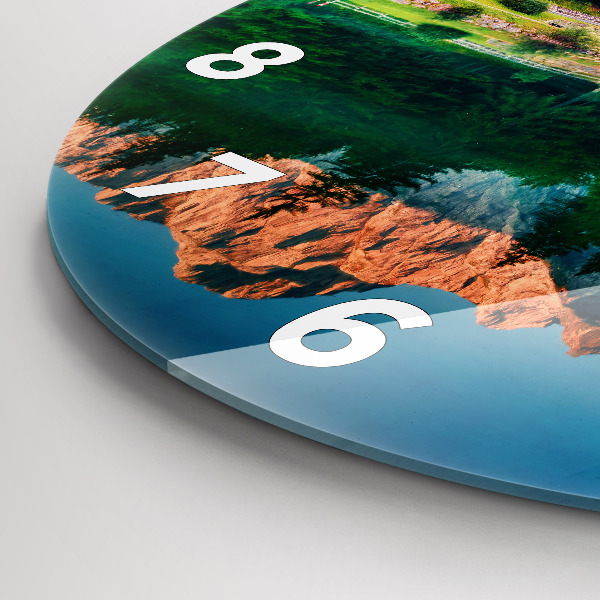 Ceas rotund de perete din sticlă Peisajul lacului