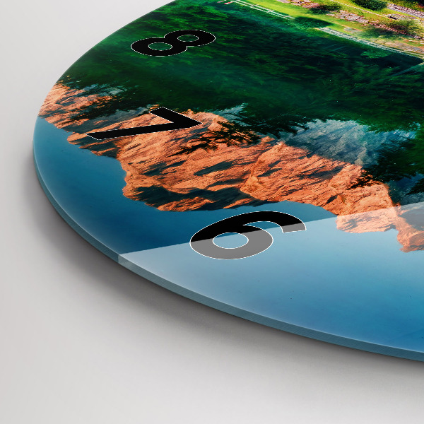 Ceas rotund de perete din sticlă Peisajul lacului