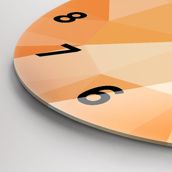 Ceas rotund de perete din sticlă Triunghiuri abstracte