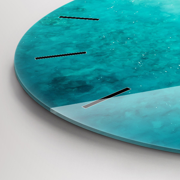 Ceas rotund de perete din sticlă Plaja cu nisip de mare