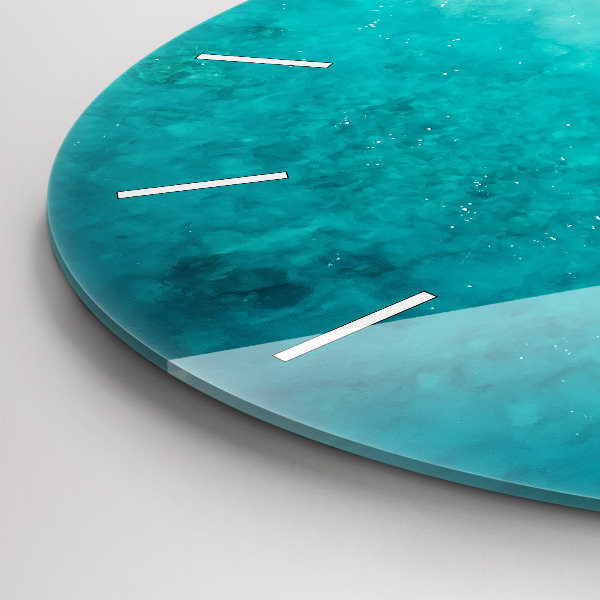 Ceas rotund de perete din sticlă Plaja cu nisip de mare