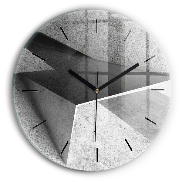 Ceas rotund de perete din sticlă Triunghiuri abstracte