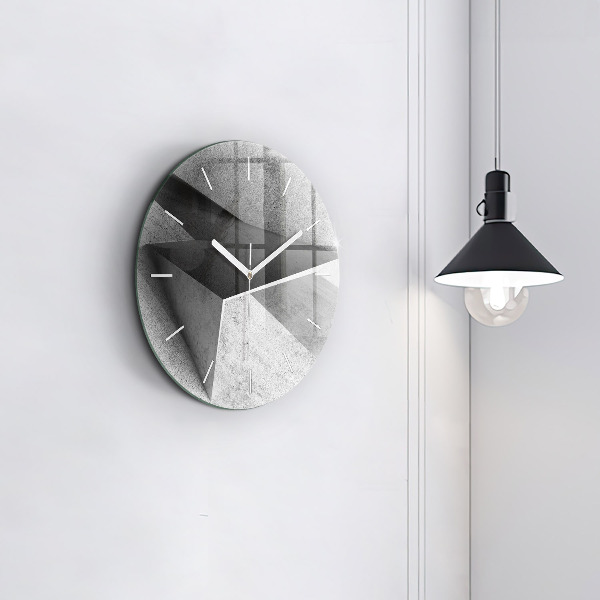 Ceas rotund de perete din sticlă Triunghiuri abstracte