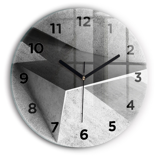 Ceas rotund de perete din sticlă Triunghiuri abstracte