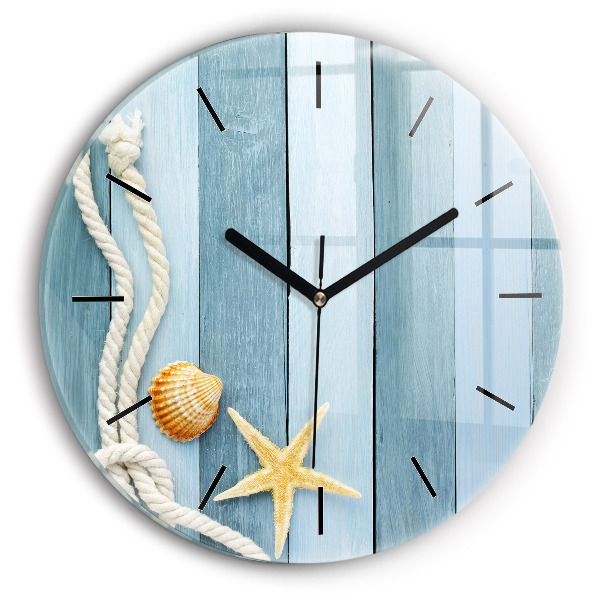 Ceas rotund de perete din sticlă Scânduri în dungi și un papion