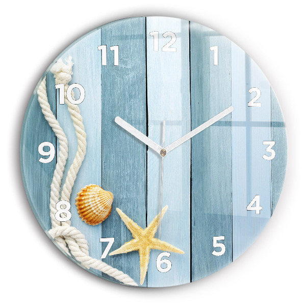 Ceas rotund de perete din sticlă Scânduri în dungi și un papion