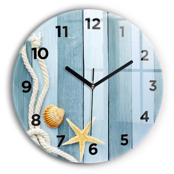 Ceas rotund de perete din sticlă Scânduri în dungi și un papion