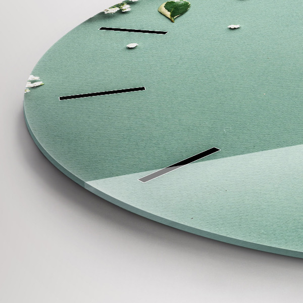 Ceas rotund de perete din sticlă Flori delicate