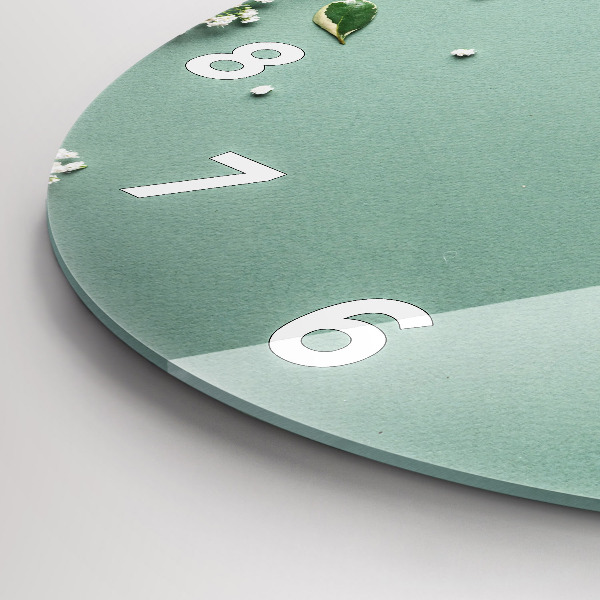 Ceas rotund de perete din sticlă Flori delicate