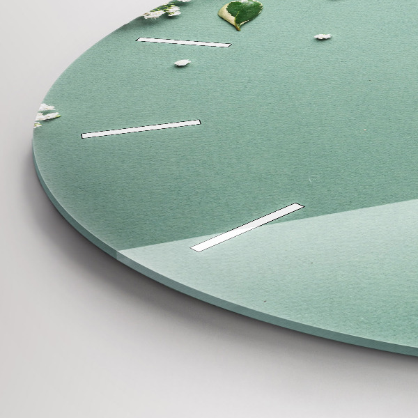 Ceas rotund de perete din sticlă Flori delicate