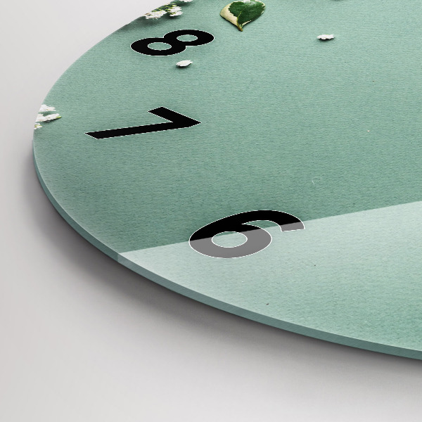 Ceas rotund de perete din sticlă Flori delicate