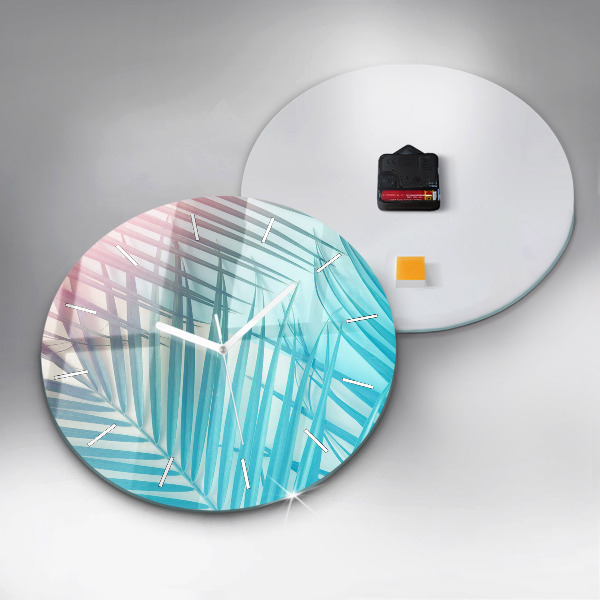 Ceas rotund de perete din sticlă Palmier tropical