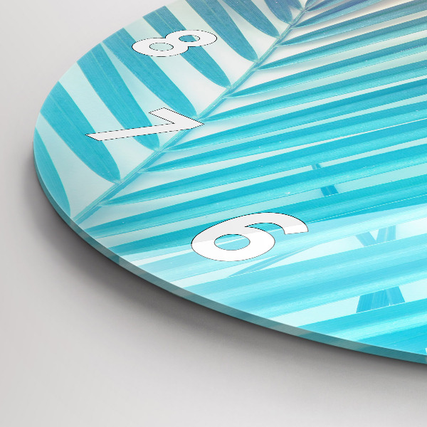 Ceas rotund de perete din sticlă Palmier tropical