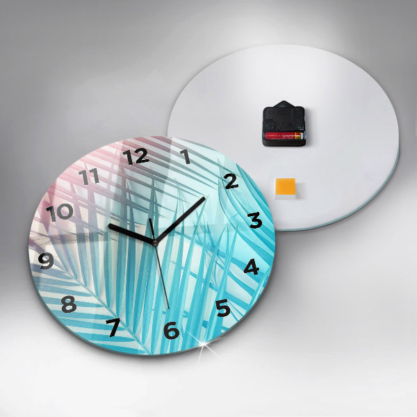 Ceas rotund de perete din sticlă Palmier tropical