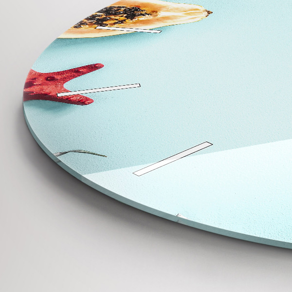 Ceas rotund de perete din sticlă Compoziția de vacanță